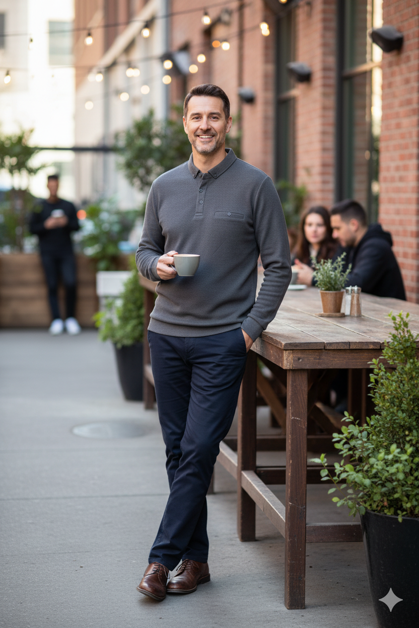 Oppland Erkek Kışlık Kazak Polo Yaka Oxford Fleto Cepli Dokulu Rahat Kesim Tam Kalıp